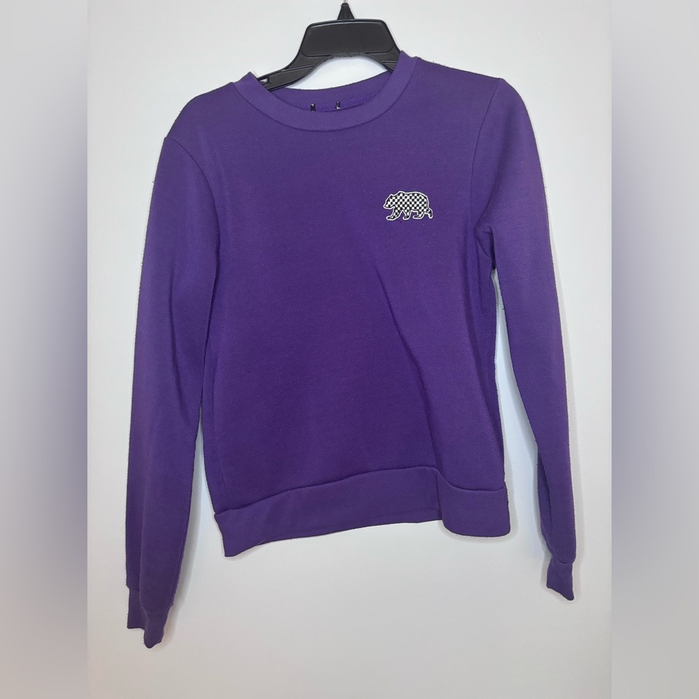 Purple Sweatshirt with Embroidered Bear
